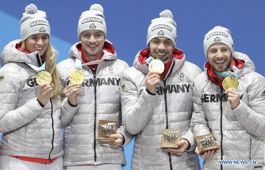 (SP)OLY-SOUTH KOREA-PYEONGCHANG-LUGE-TEAM RELAY-MEDAL CEREMONY