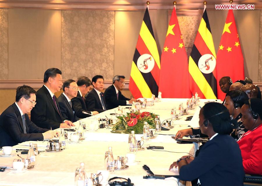 SOUTH AFRICA-JOHANNESBURG-CHINA-XI JINPING-UGANDA-MUSEVENI-MEETING 