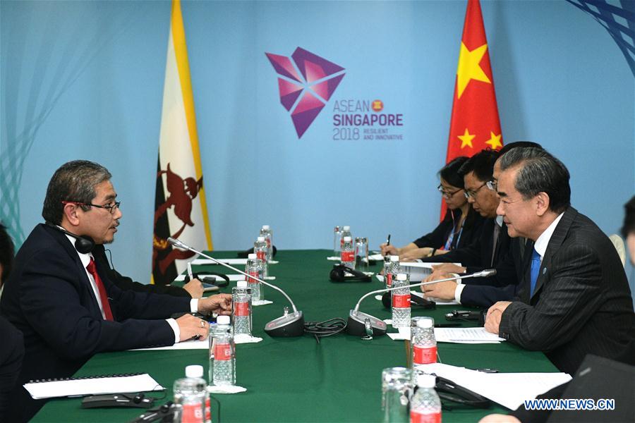 SINGAPORE-CHINA-WANG YI-BRUNEI OFFICIAL-MEET