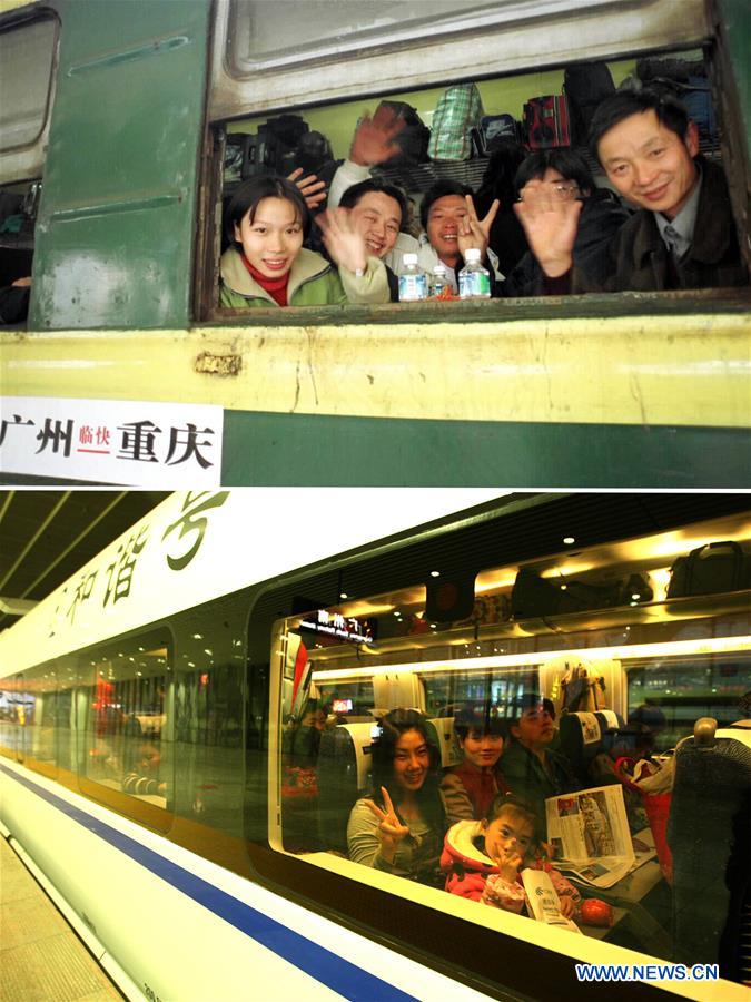 (MOMENTS FOREVER)CHINA-SPRING FESTIVAL-TRAINS-NOW AND THEN (CN)