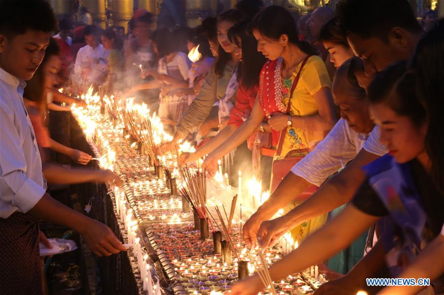 MYANMAR-YANGON-THADINGYUT LIGHTING FESTIVAL