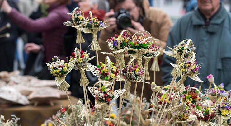 People celebrate Palm Sunday in Vilnius, Lithuania