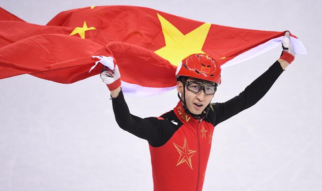 China's Wu Dajing wins 500m short track speed skating gold at PyeongChang Games