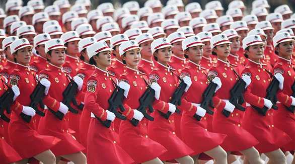 Women militia participate in China's National Day parade