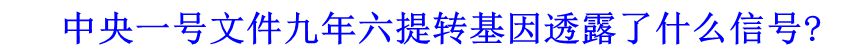 中央一號(hào)文件九年六提轉(zhuǎn)基因透露了什么信號(hào)?